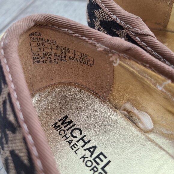 MICHAEL Michael Kors “Mica” Monogram Kids Ballet Flats Shoes Tan/Black Size 11 - Picture 9 of 11